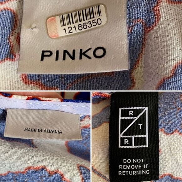 Pinko Floral Midi Dress in Blue & White Size 8 - Picture 9 of 12